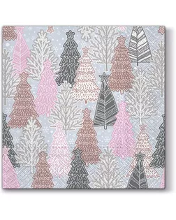 Салфетки трехслойные для декупажа, коллекция "Lunch" PAW Decor Collection "Блестящие елочки (серебр арт. ГЕЛ-12225-1-ГЕЛ0162855