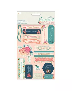 Набор высеченных наклеек "Птицы и розы" арт. ГЕЛ-14518-1-ГЕЛ0163339