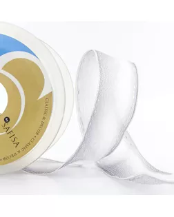 Лента органза с рисунком с проволокой по краю SAFISA ш.3,8см 15м (серый) арт. ГЕЛ-15252-1-ГЕЛ0120932