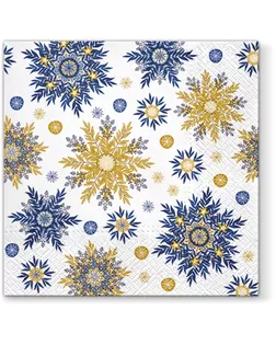 Салфетки трехслойные для декупажа, коллекция "Lunch" PAW Decor Collection "Снежинки (синие)" арт. ГЕЛ-15280-1-ГЕЛ0137175
