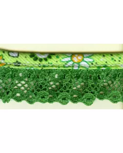 Кружево-рюш с окантовкой косой бейкой ш.2,5см (зеленый) арт. ГЕЛ-24742-1-ГЕЛ0103832