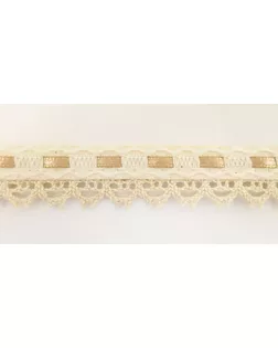 Тесьма декоративная ш.2см, с кружевом и атласной бежевой лентой (30м) арт. ГЕЛ-24777-1-ГЕЛ0114065
