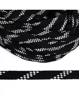 Шнур плоский х/б 15мм турецкое плетение TW цв.032/001 черно-белый уп.50м арт. МГ-119540-1-МГ1015471