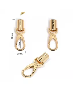 Ручкодержатель с карабином металл TBY.165181 23x68mm (внутр.11мм) цв.золото уп.2шт арт. МГ-120594-1-МГ1020107