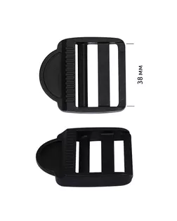 Пряжка регулятор трехщелевая пластик TBY.0219 38мм цв.черный уп.100 шт арт. МГ-125136-1-МГ1028021