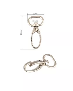 Карабин металл TBY-AX10.2-15 42х22мм (внутр. 15мм) цв. никель уп. 2шт арт. МГ-133398-1-МГ1681874