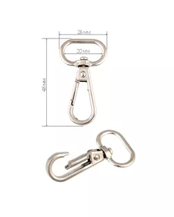 Карабин металл TBY-AX11.2-20 48х26мм (внутр. 20мм) цв. никель уп. 2шт арт. МГ-133410-1-МГ1681898