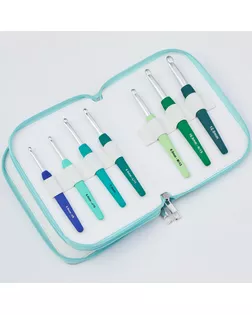 30952 Knit Pro Набор крючков для вязания Grande с эргономичной ручкой Waves 2.0 алюминий/пластик, 14 видов крючков в наборе арт. МГ-134672-1-МГ1710932