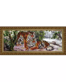 Рисунок на ткани (Бисер) КОНЁК Амурские тигры 25х65 см арт. МГ-47987-1-МГ0595288