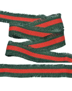 Тесьма с бахромой F07 ш.3см цв.красный/т.зеленый (13.71м) арт. МГ-7912-1-МГ0601567