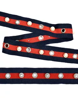 Тесьма Рубчик Лампас с люверсами TL03 ш.2,5см цв.т.син/крас/т.син (9.14м) арт. МГ-8577-1-МГ0624687