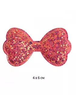 Аппликации пришивные c глиттером Бантик розовый 4х6см (в упаковке 20 шт.) арт. МГ-111585-1-МГ0767540
