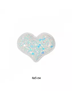 Аппликации пришивные с глиттером Сердце 4х5см (в упаковке 20 шт.) арт. МГ-111670-1-МГ0795399