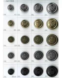 Пуговицы LA 1303 серебро черненое as, 24L (15 мм) арт. МБ-2797-1-МБ00000137202