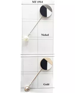 Броши MT 1914 черный с серебром nickel арт. МБ-1242-2-МБ00000242648