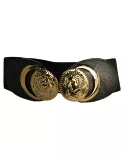 Ремень женский резинка, длина 55см, ширина 6см, пряжка золото, цвет черный, тип 45375 арт. ССФ-2445-3-ССФ17904926.00003