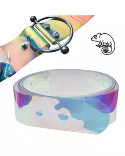 Полотно для ремня из полимерных материалов,  длина 120см, ширина 4см, цвет 02-прозрачный+хамелеон, тип 143 арт. ССФ-536-4-ССФ0017583364