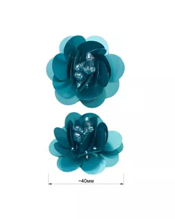 Аппликация пришивная c пайетками, "Цветок", цвет лазурный, тип 2803АП арт. ССФ-428-6-ССФ0017583041