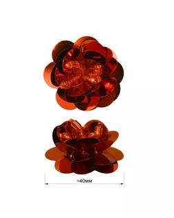 Аппликация пришивная c пайетками, "Цветок", цвет оранжевый, тип 2803АП арт. ССФ-428-7-ССФ0017583042