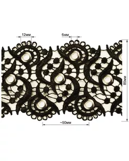 Кружево c люверсом., цвет черный+никель, тип 007КР арт. ССФ-1579-1-ССФ0017586418