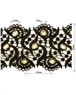 Кружево c люверсом., цвет черный+золото, тип 007КР арт. ССФ-1579-2-ССФ0017586419