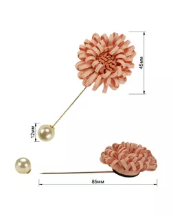 Брошь-шпилька, цветок, цвет розовый+розовый+жемчуг, тип 62064БР арт. ССФ-284-2-ССФ0017582642