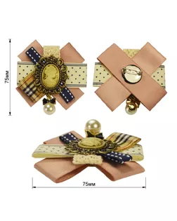 Брошь на булавке, цвет розовый+молочный+синий, тип 62180БР арт. ССФ-785-2-ССФ0017584121