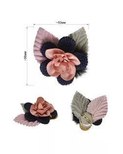 Брошь-шпилька, "цветок", цвет розовый+темно-синий, тип 62343БР арт. ССФ-1686-1-ССФ0017654896