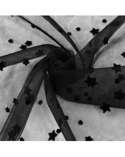 Сетка с флоком «Звёзды», 150 см, 1 ± 0,2 м, цвет чёрный арт. СМЛ-236219-2-СМЛ0010327185