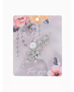 Брошь "Букет с жемчугом", цвет белый в серебре арт. СМЛ-172779-1-СМЛ0000102599