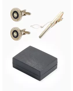 Набор мужской "Запонки + Зажим для галстука" круг с гравировкой, цвет чёрно-белый в серебре арт. СМЛ-41149-1-СМЛ0001532828