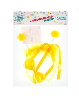 Карнавальный набор "Помпушки" 2 предмета: ободок, бабочка, цвет желтый арт. СМЛ-106224-1-СМЛ0001393653