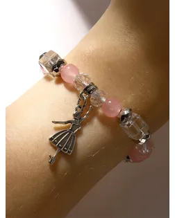 Браслет ассорти "Бусинка" балерина, цвет розовый в серебре арт. СМЛ-20640-1-СМЛ1364950