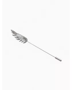 Булавка "Крыло", 7,7 см, цвет белый в серебре арт. СМЛ-20491-1-СМЛ1399271