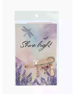 Булавка "Классика" нотки, 5,2 см, цвет белый в золоте арт. СМЛ-27564-1-СМЛ1410827