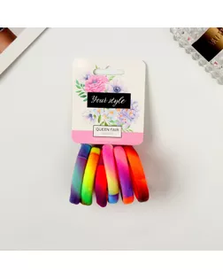 Резинки для волос "Пятнистый орнамент" (набор 6 шт.), радуга арт. СМЛ-1371-1-СМЛ1503842