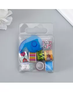 Клейкая лента декоративная с держателем (набор 8 шт) ширина 1,2 см длина 2,8 метра МИКС арт. СМЛ-1694-1-СМЛ1615551