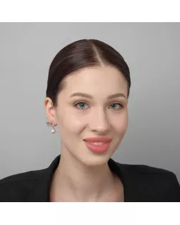 Серьги с жемчугом "Бантик" с бусиной, цвет белый в золоте арт. СМЛ-20342-1-СМЛ1627296
