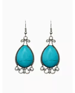 Серьги "Бирюзовый мир" капля, цвет голубой в чернёном серебре арт. СМЛ-1793-1-СМЛ1641073