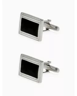 Запонки "Прямоугольник" в рамке с эмалью, цвет чёрный в серебре арт. СМЛ-41170-1-СМЛ0001740159