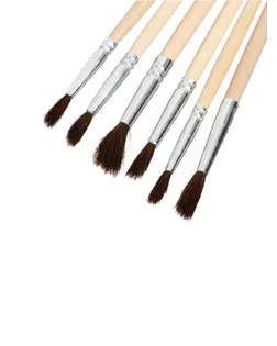 Набор кистей, «Пони», круглые, 6 штук: № 2, 4, 6, 8, 10, 12, с деревянными ручками, на блистере арт. СМЛ-203636-1-СМЛ0001827411