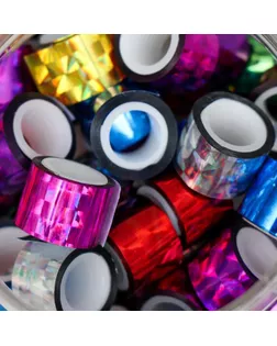 Клейкая лента пластик в банке "Голография" (набор 40 шт) цвета МИКС 1,2смх2,8м 7,5х8,5х8,5см арт. СМЛ-2001-1-СМЛ1784655