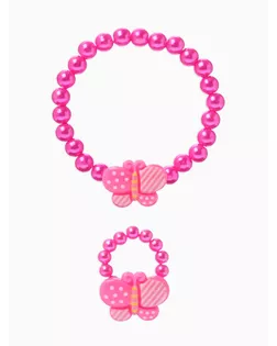 Набор детский "Выбражулька" 2 предмета: браслет, кольцо, бабочки в горошек, цвет МИКС арт. СМЛ-2329-1-СМЛ1929840