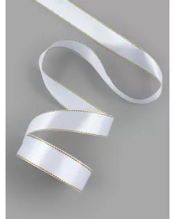 Лента атласная «Золотые нити», 25 мм × 22 ± 1 м, цвет белый №001 арт. СМЛ-28891-2-СМЛ2033532