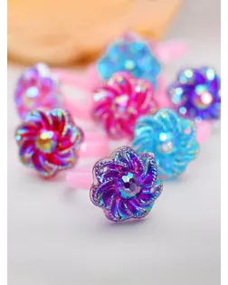 Кольцо детское "Выбражулька" блеск цветочки, цвет МИКС, безразмерное арт. СМЛ-2576-1-СМЛ2057293