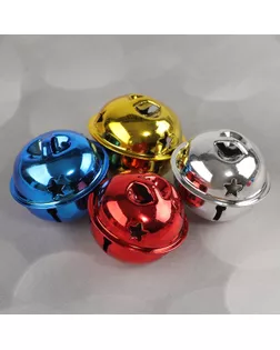 Бубенчики, набор 12 шт., размер 1 шт: 3×3 см, цвет красный, жёлтый, синий, серебряный арт. СМЛ-203856-1-СМЛ0002277664