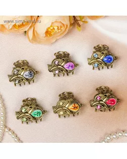 Краб для волос "Индия" темное золото 2,5 см тюльпан микс арт. СМЛ-29007-1-СМЛ2090060