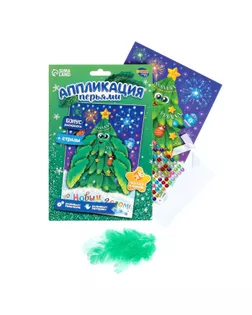 Набор для творчества. Новогодняя аппликация перьями и стразами «Ёлочка» 14,8 х 21 см арт. СМЛ-120443-1-СМЛ0001973391