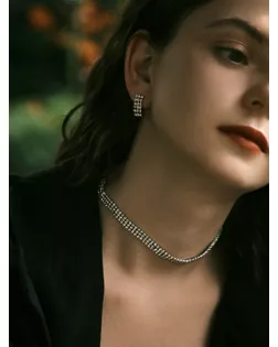 Набор 2 предмета: серьги, чокер "Сияние", цвет белый в арт. СМЛ-20549-2-СМЛ2104171