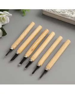 Набор ножей с деревянной ручкой 6 шт 20,5х10 см арт. СМЛ-30643-1-СМЛ2107094